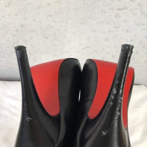 Christian Louboutin Shoes Womens Size 35 Black Peep Toe Pumps Red Sole Italy - Picture 3 of 16